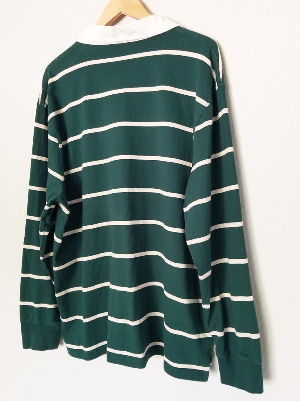 J. Crew Men XXL Striped Rugby Shirt Long Sleeve Forest Green Preppy 100% Cotton - Picture 4 of 13